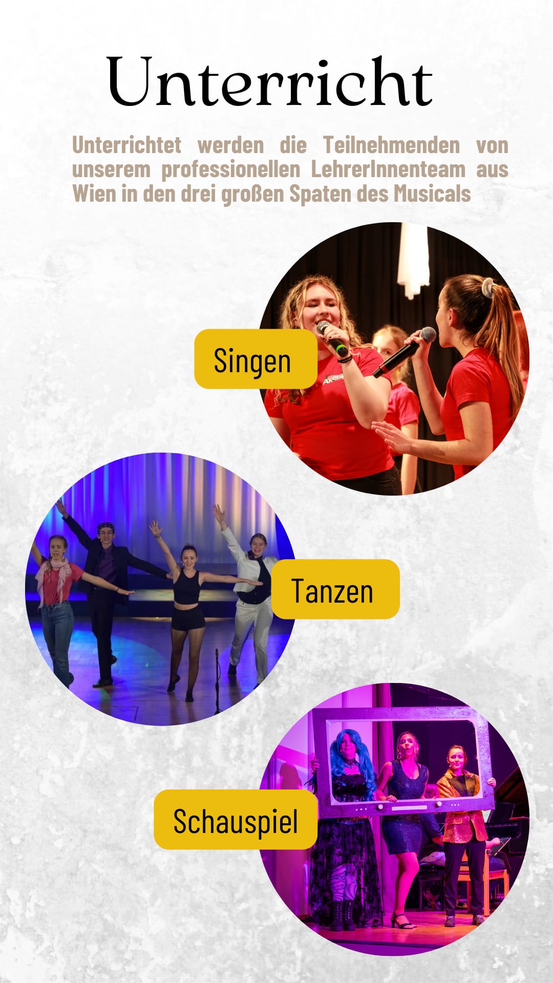 Singen, Tanzen, Schauspiel